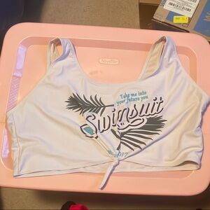 White Graphic bikini top